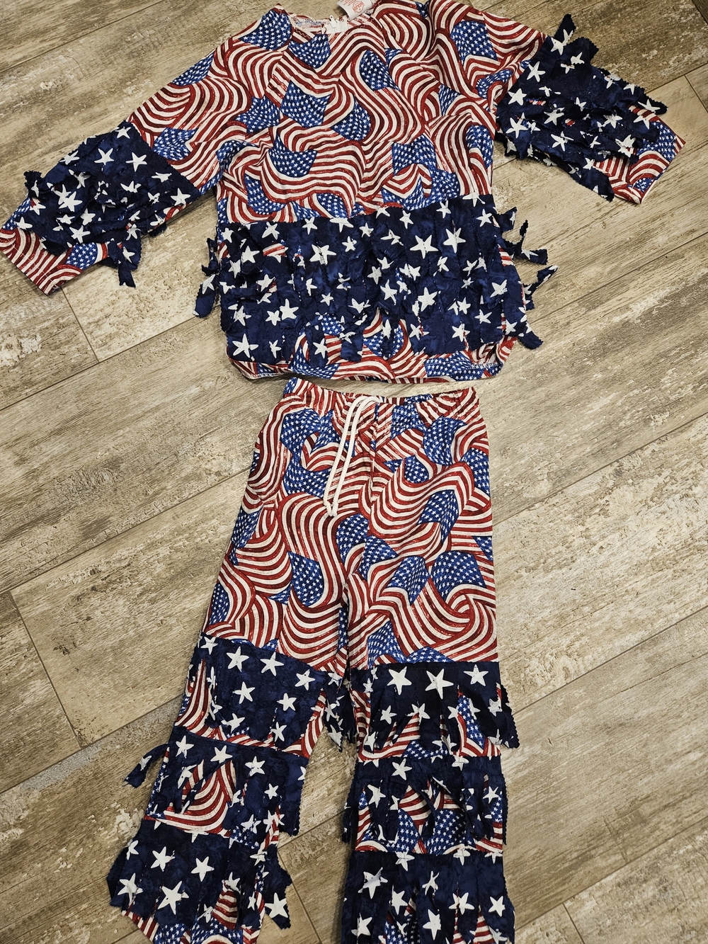 Youth Mardi Gras Chicken Run Outfit Patriotic Stars & Stripes - Two-Piece